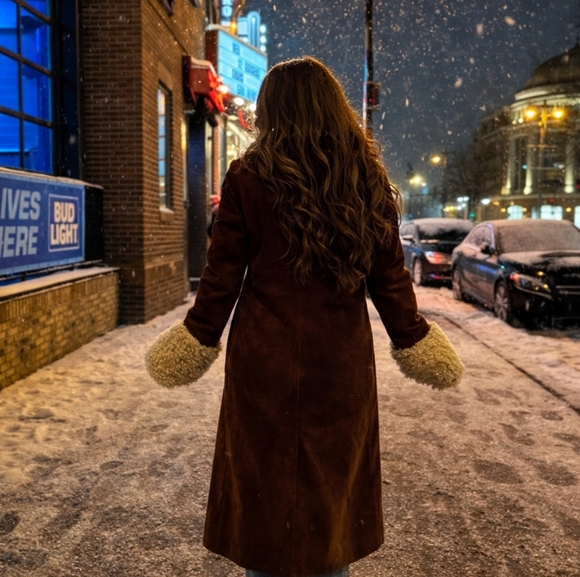 Altar'd State Accessories - Altrd State Brown Coat with Cream Fur Trim